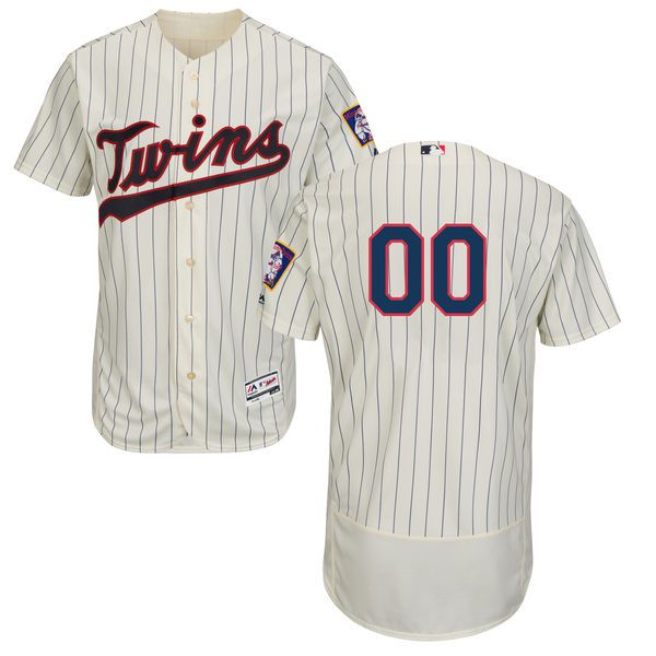 Men Minnesota Twins Majestic Alternate Ivory Cream Navy Flex Base Authentic Collection Custom MLB Jersey